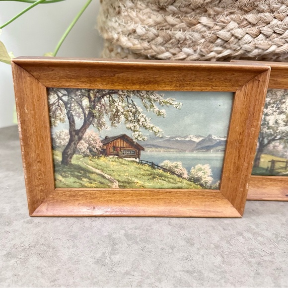Set 3 Vintage Framed Landscape Prints Hand Painted Pictures Wall Decor MCM - Picture 6 of 16